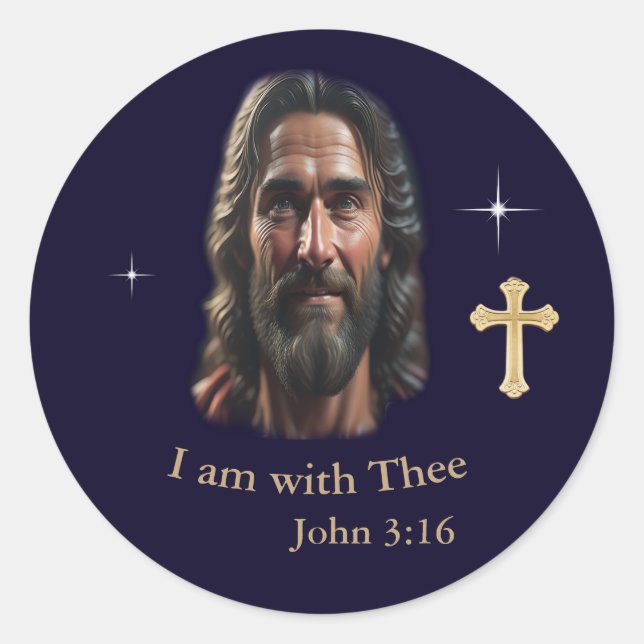 John 3:16  T-Shirt Classic Round Sticker (Front)