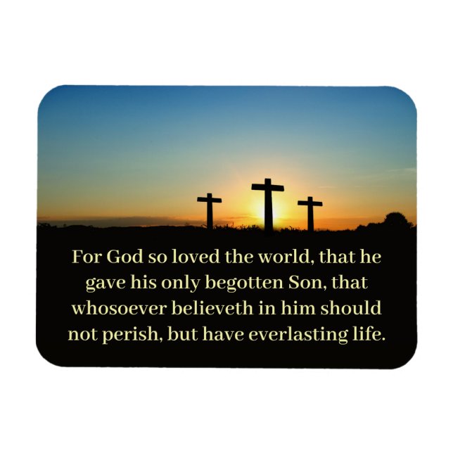 JOHN 3:16 Three Crosses Bible Verse  Magnet (Horizontal)