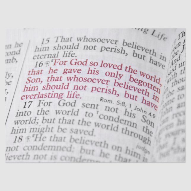 John 3:16 tissue paper (Front)