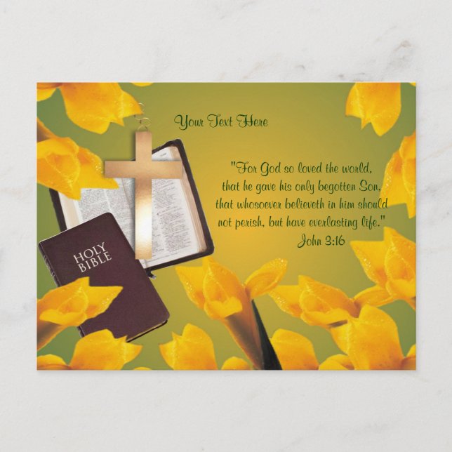 John 3:16 - Wishes for Blessed & Wonderful Easter Holiday Postcard (Front)
