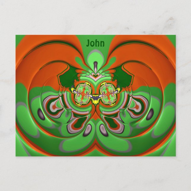 JOHN ~ 3D Design Pattern ~ Christmas Colours~ Postcard (Front)