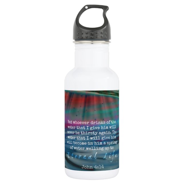 John 4:14 Water and Sky 532 Ml Water Bottle (Front)