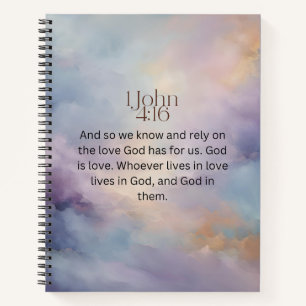 John 4:16 Bible Verse on Watercolor Design Notebook