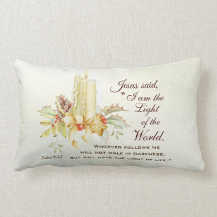 John 8:12 Jesus said, I am the Light of the World Lumbar Cushion