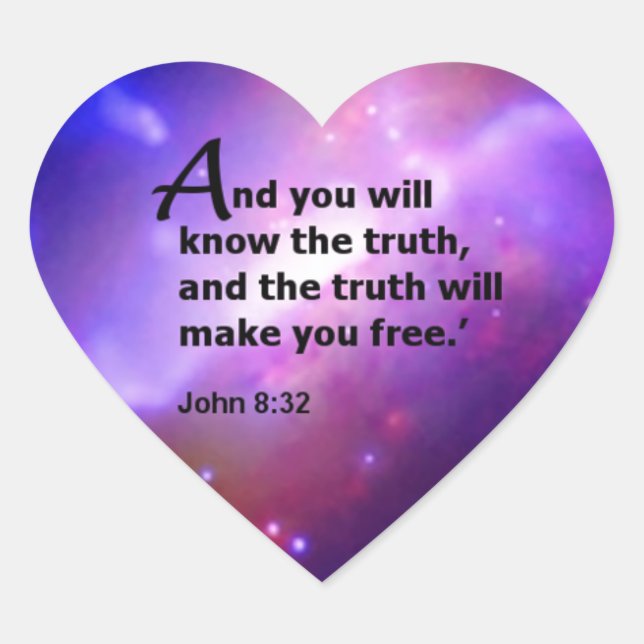 John 8:32 heart sticker (Front)