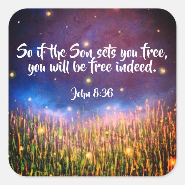 John 8:36 Christian Bible Scripture Stickers (Front)