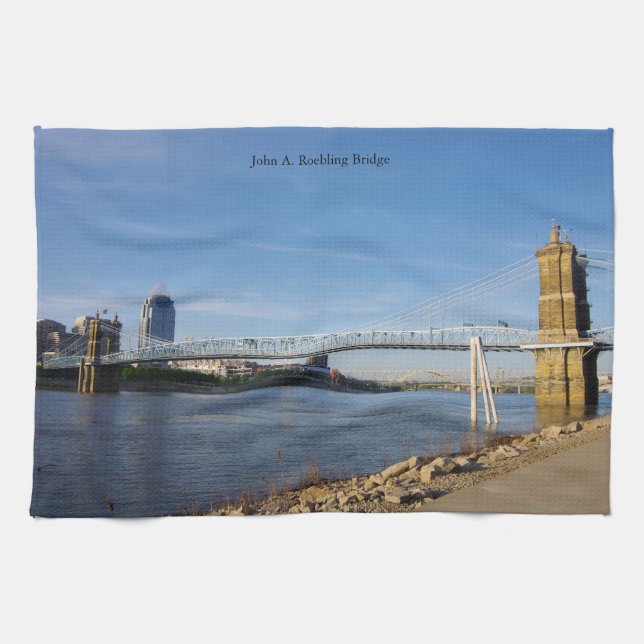 John A. Roebling Bridge kitchen towel (Horizontal)