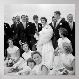 John and Jackie Kennedy With Their Wedding Party  Poster