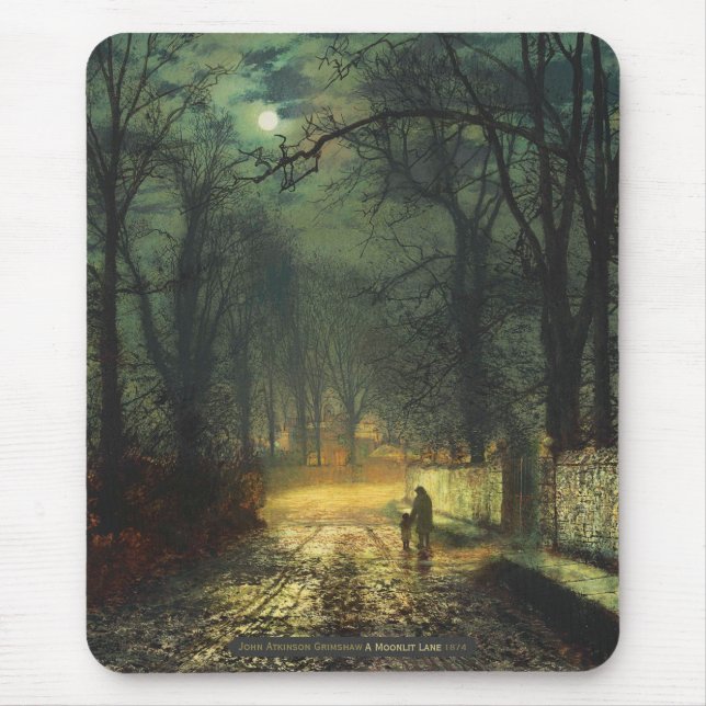 John Atkinson Grimshaw A moonlit lane 1874 CC0230 Mouse Pad (Front)