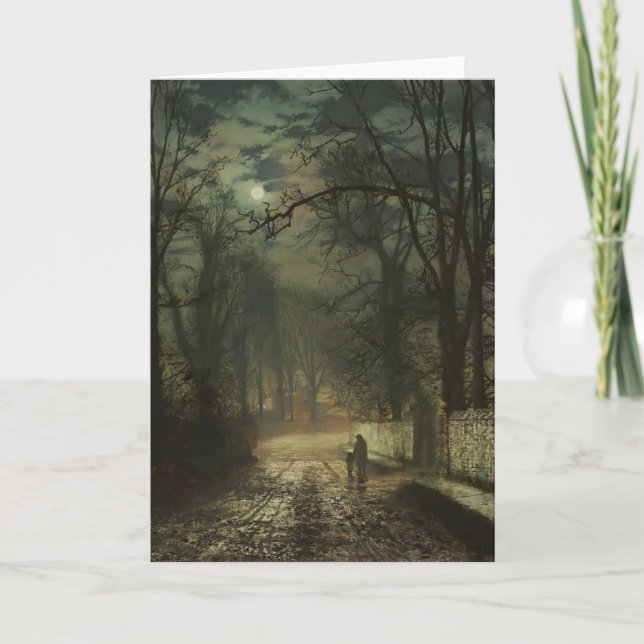 John Atkinson Grimshaw- A moonlit lane Card (Front)