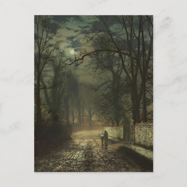 John Atkinson Grimshaw- A moonlit lane Postcard (Front)