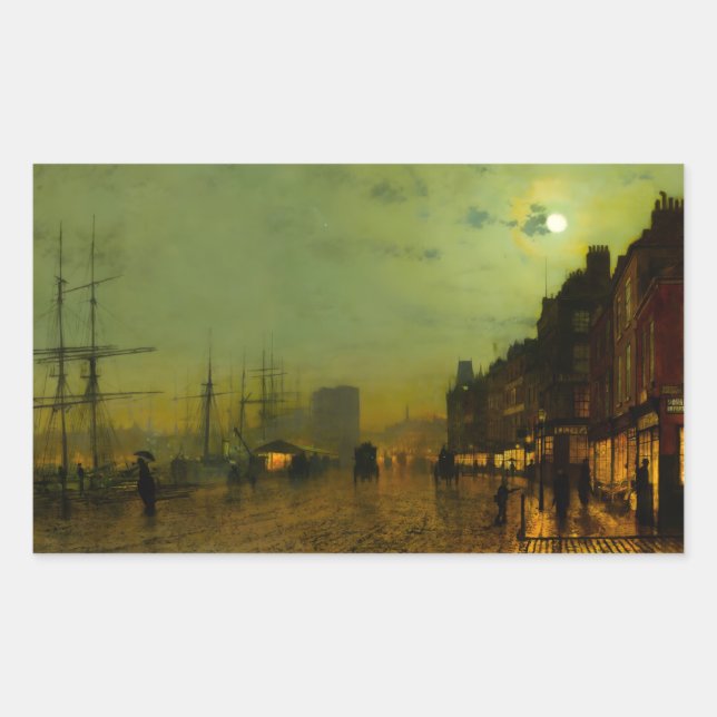 John Atkinson Grimshaw Glasgow Docks Rectangular Sticker (Front)