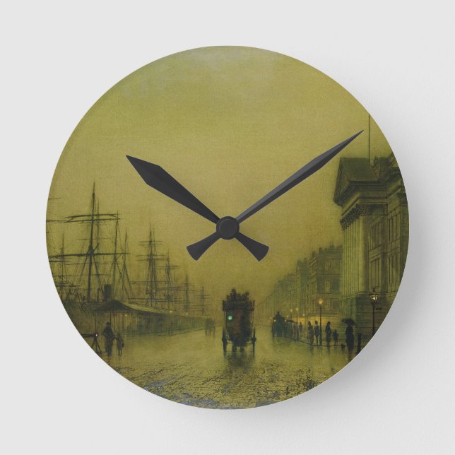 John Atkinson Grimshaw | Liverpool Docks Customs H Round Clock (Front)