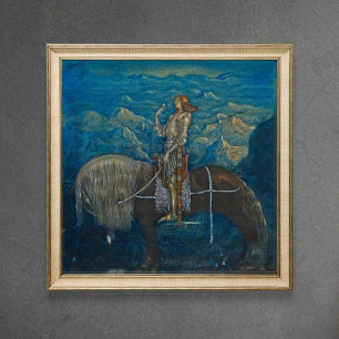 John Bauer A knight from Among Gnomes  Poster