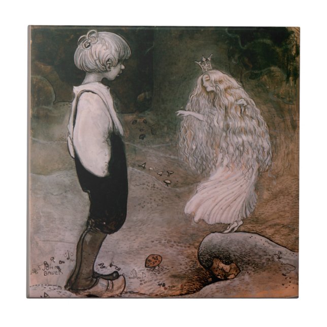 John Bauer A Moment Changed By A Little Fairy Ceramic Tile (Front)