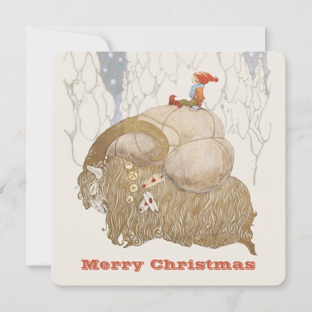 John Bauer Christmas Yule goat Julbocken CC1029 Holiday Card (Front)