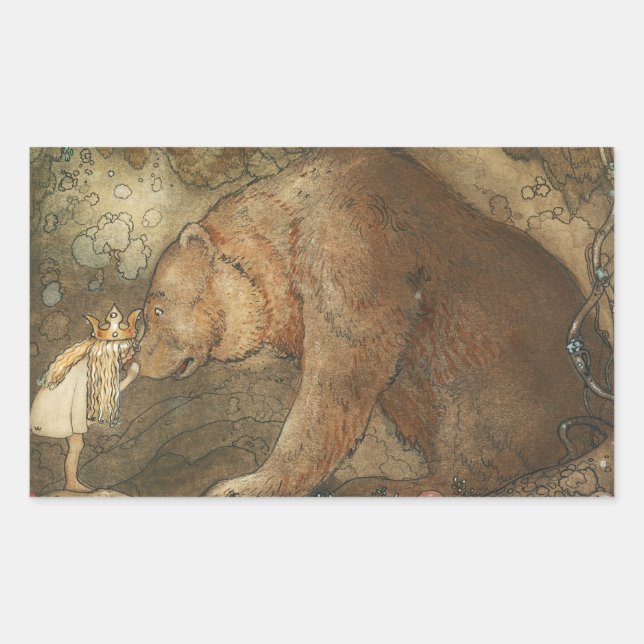 John Bauer - Poor Little Basse Rectangular Sticker (Front)