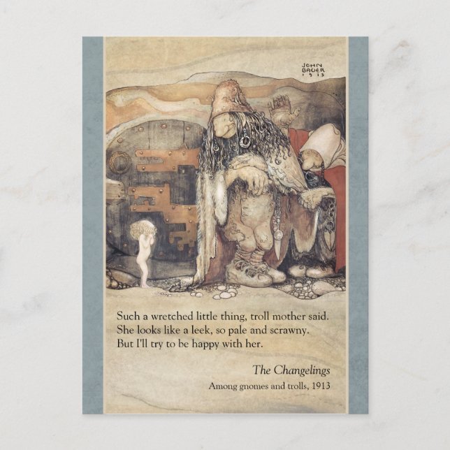 John Bauer Troll couple and princess baby CC1024 Postcard (Front)