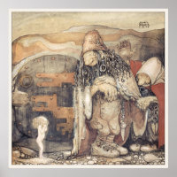 John Bauer Troll couple Princess baby Changelings