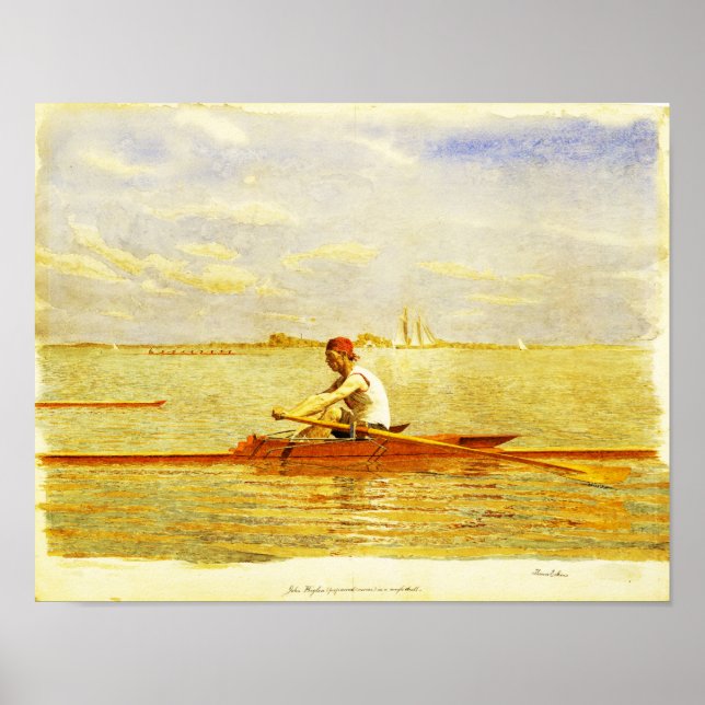 John Biglin in a Single Scull by Thomas Eakins Poster (Front)