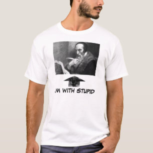john-calvin-with-book, widearrow, I'M WITH STUPID T-Shirt