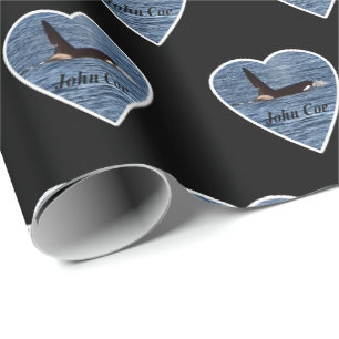 John Coe Orca Killer Whale Black Wrapping Paper