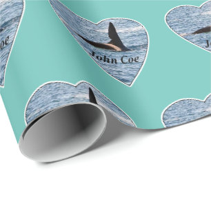 John Coe Orca Killer Whale Teal Wrapping Paper