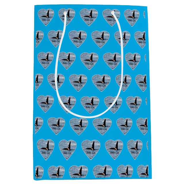 John Coe Orca Whale Customizable Ocean Blue Design Medium Gift Bag (Front)
