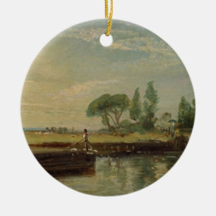 John Constable A Barge below Flatford Lock, c.18 Ceramic Tree Decoration