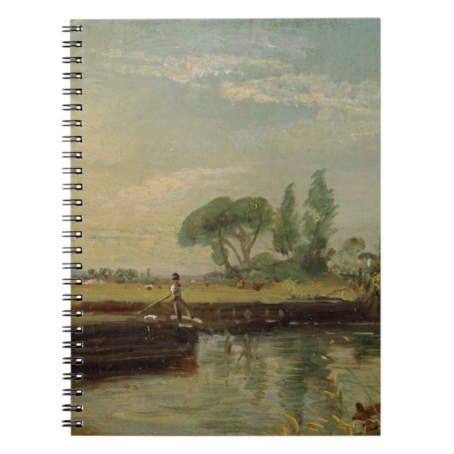 John Constable | A Barge below Flatford Lock, c.18 Notebook (Front)