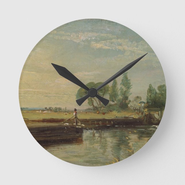 John Constable | A Barge below Flatford Lock, c.18 Round Clock (Front)