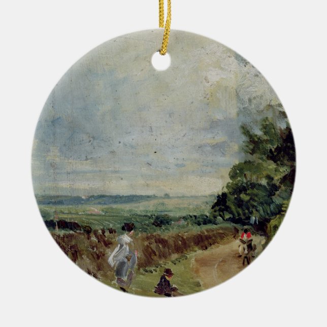 John Constable | A Country road with trees and fig Ceramic Ornament (Front)