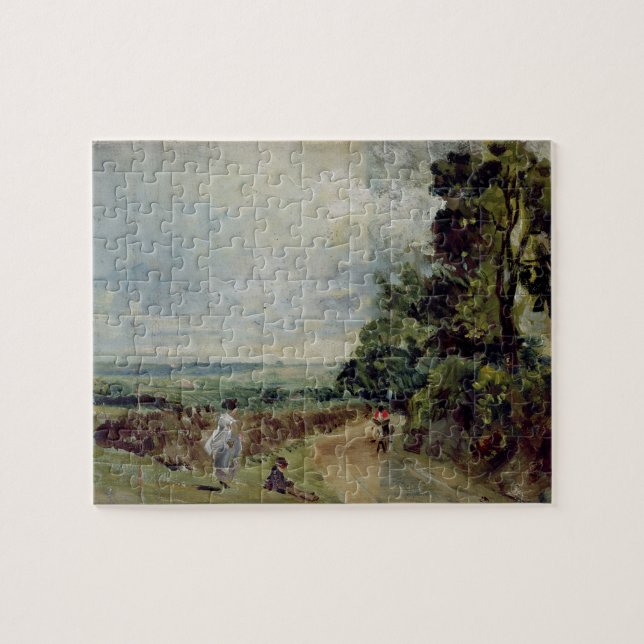 John Constable | A Country road with trees and fig Jigsaw Puzzle (Horizontal)