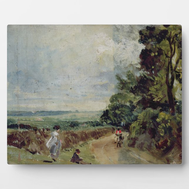 John Constable | A Country road with trees and fig Plaque (Front)