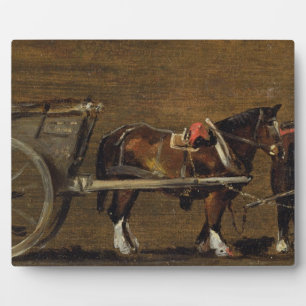 John Constable   A Farm Cart with two Horses in Ha Plaque