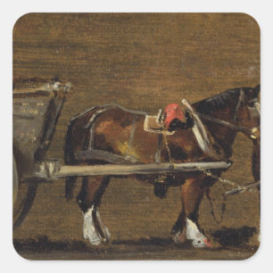 John Constable   A Farm Cart with two Horses in Ha Square Sticker