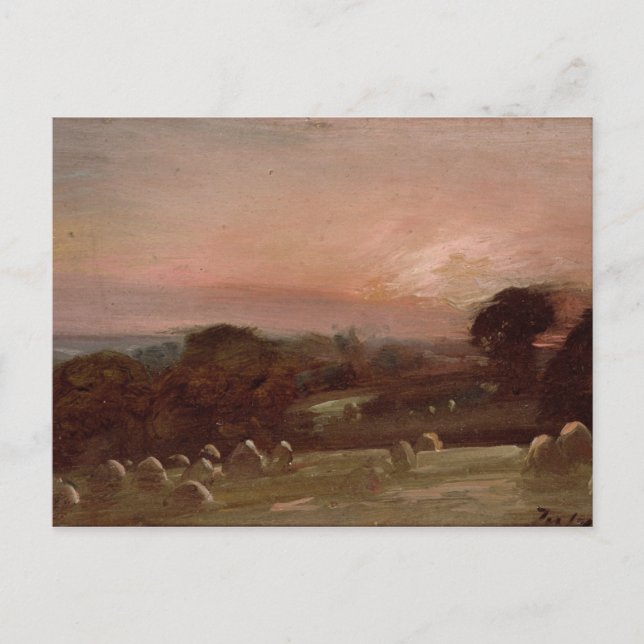 John Constable | A Hayfield near East Bergholt at  Postcard (Front)