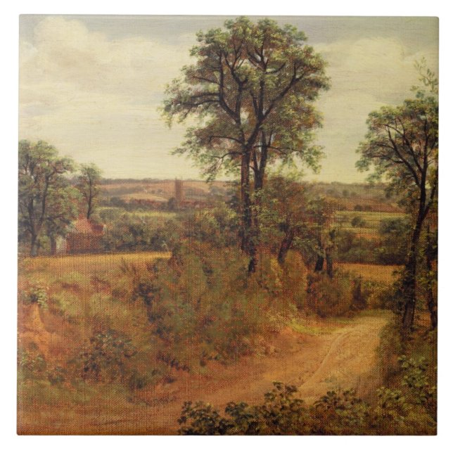 John Constable | A Lane near Dedham, c.1802 (oil o Ceramic Tile (Front)