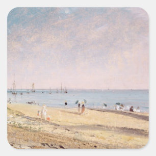 John Constable   Brighton Beach (oil on canvas) Square Sticker