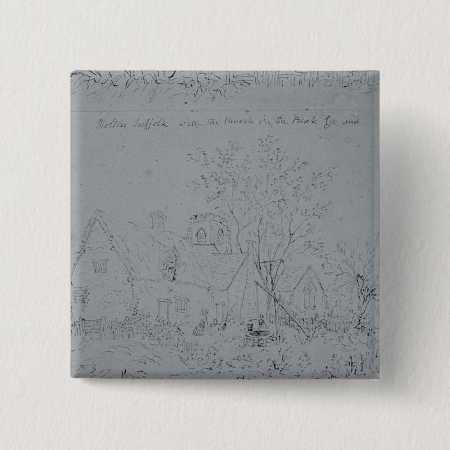 John Constable | Cottage at Holton 15 Cm Square Badge (Front)