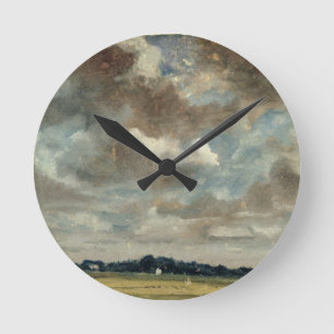 John Constable Extensive Landscape with Grey Clo Round Clock