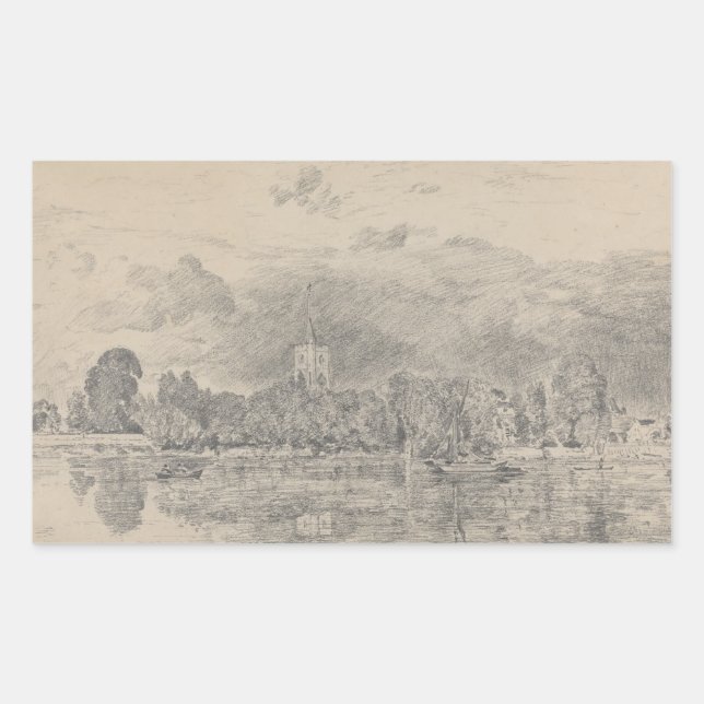 John Constable - Fulham Church Rectangular Sticker (Front)