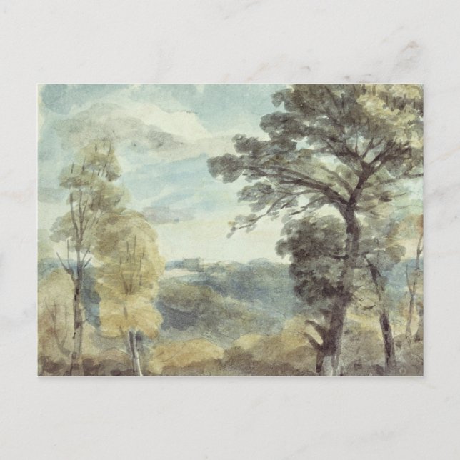 John Constable | Landscape with Trees and a Distan Postcard (Front)