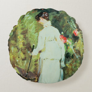 John Constable   Mrs Constable in her Garden Round Cushion