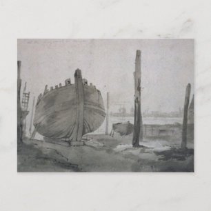 John Constable River Scene with Vessel at Sunset Postcard