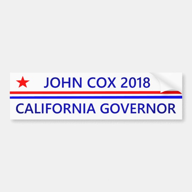 John Cox Governor California 2018 Bumper Sticker (Front)
