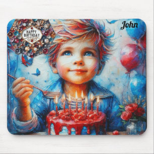 JOHN ~ Eating Cake ~ Birthday Greetings ~ Mouse Pad