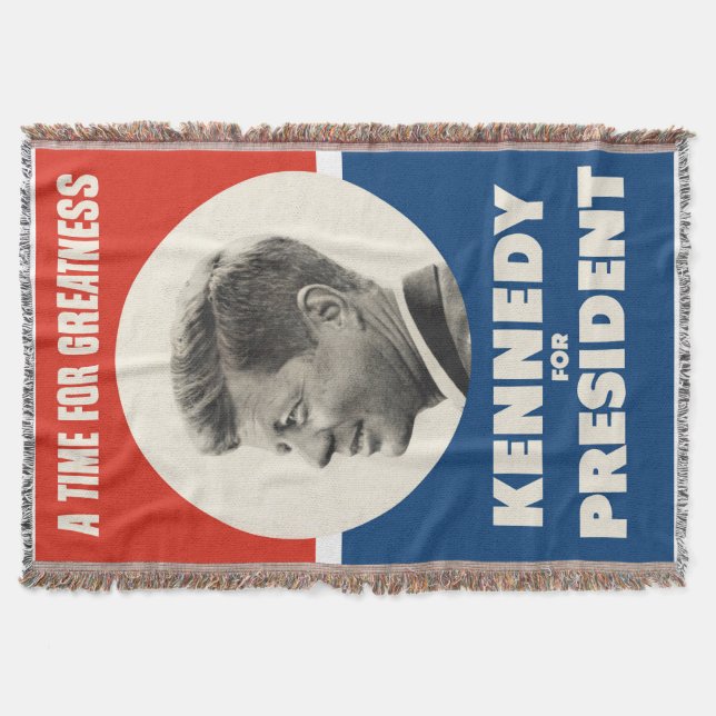 John F Kennedy A Time for Greatness Throw Blanket (Front)