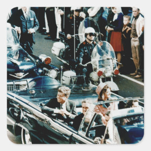 John F Kennedy and Jackie in the Motorcade Dallas Square Sticker
