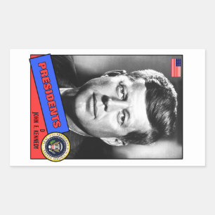John F. Kennedy Baseball Card Rectangular Sticker